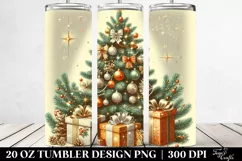 Retro Christmas Tree with Gifts, Transparent 20 Oz Tumbler Product Image 2