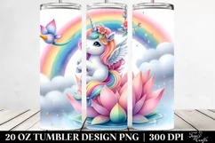 Cute Unicorn Swinging from a Rainbow | 20 oz Tumbler Product Image 2