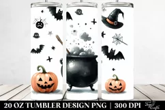 Funny Halloween Cauldron Clipart | 20 oz Tumbler Product Image 2