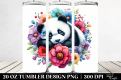 Cute Sleeping Panda in Flowers, Transparent 20 Oz Tumbler Product Image 2