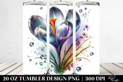 Shiny Metallic Watercolor Crocus Tumbler Design Product Image 2