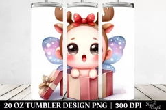 Expressive Butterfly with Reindeer Horns 20 Oz Tumbler Product Image 2