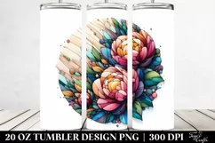 Abstract Vibrant Pastel Wooden Stained Peonies | 20 oz Product Image 2