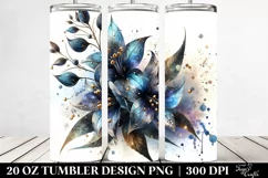 Lobelia with Watercolor Splash | 20 oz Tumbler Product Image 2