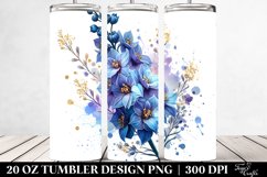 Glossy Metallic Watercolor Delphinium Tumbler Design Product Image 2