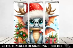 Goofy Dragon with Christmas Decor, Transparent 20 Oz Tumbler Product Image 2