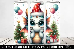 Goofy Dragon with Christmas Decor, Transparent 20 Oz Tumbler Product Image 2