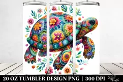 Whimsical Colorful Turtle in Flowers, Transparent 20 Oz Product Image 2