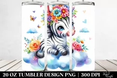 Vibrant Zebra with Flower Crown | 20 oz Tumbler Product Image 2
