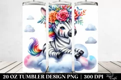 Vibrant Zebra with Flower Crown | 20 oz Tumbler Product Image 2
