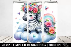 Vibrant Zebra with Flower Crown | 20 oz Tumbler Product Image 2