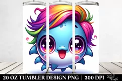 Colorful Cartoon Baby Dolphin Tumbler Product Image 2