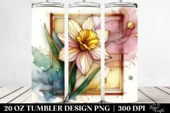 Stained Daffodil in Pastel Watercolor, Transparent 20 Oz Product Image 2