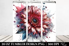 Glossy Metallic Watercolor Gerbera Tumbler Design Product Image 2