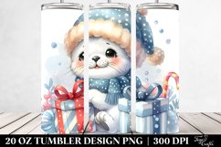 Cute Baby Seal with Present, Transparent 20 Oz Tumbler Product Image 2