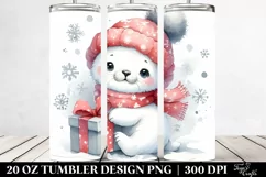 Cute Baby Seal with Present, Transparent 20 Oz Tumbler Product Image 2