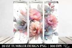 Shiny Pastel Peonies in Watercolor, Transparent 20 Oz Product Image 2