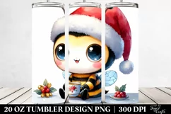 Expressive Santa Hat Bee Watercolor 20 Oz Tumbler Product Image 2
