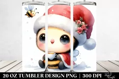 Expressive Santa Hat Bee Watercolor 20 Oz Tumbler Product Image 2