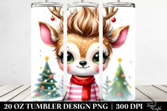 Expressive Baby Deer with Reindeer Horns 20 Oz Tumbler Product Image 2