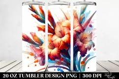 Glossy Watercolor Gladiolus Tumbler Design Product Image 2