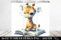 Colorful Baby Giraffe on Book Clipart Product Image 2