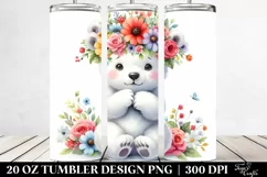 Watercolor Polar Bear with Flower Crown 20 Oz Tumbler Product Image 2