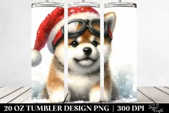 Expressive Akita with Sky Googles, Transparent 20 Oz Tumbler Product Image 2