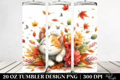 Colorful Watercolor Cute Cat Tumbling | 20 oz Tumbler Product Image 2