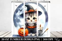 Cute Kitten Wearing Halloween Hat, Transparent 20 Oz Tumbler Product Image 2