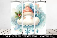 Cute Cloud Snowflakes Watercolor | 20 oz Tumbler Product Image 2