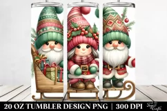 Watercolor Christmas Gnomes, Transparent 20 Oz Tumbler Product Image 2