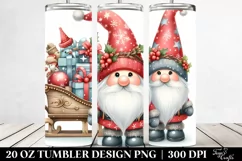 Watercolor Christmas Gnomes, Transparent 20 Oz Tumbler Product Image 2