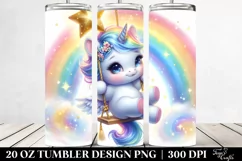 Cute Baby Unicorn Swinging from a Rainbow Product Image 2