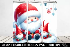 Cute Santa with Gnomes on Cloud | 20 oz Tumbler Product Image 2