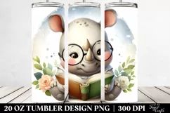 Cute Baby Rhino Reading | 20 oz Tumbler Product Image 2