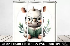 Cute Baby Rhino Reading | 20 oz Tumbler Product Image 2