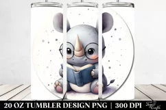 Cute Baby Rhino Reading | 20 oz Tumbler Product Image 2
