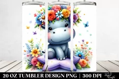 Baby Hippo with Flower Crown 20 Oz Tumbler Product Image 2