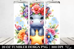 Baby Hippo with Flower Crown 20 Oz Tumbler Product Image 2
