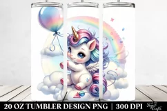 Cute Baby Unicorn Twirling in Bubble, Transparent 20 Oz Product Image 2