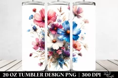 Vibrant Wild Flowers Washed Watercolor | 20 oz Tumbler Product Image 2