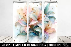 Shiny Pastel Lily in Watercolor, Transparent 20 Oz Tumbler Product Image 2