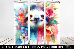 Vibrant Sloth Flowers. 20 Oz Tumbler Design Product Image 2