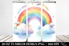 Colorful Pastel Rainbow with Clouds | 20 Oz Tumbler Product Image 2