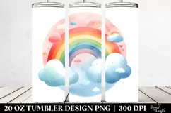 Colorful Pastel Rainbow with Clouds | 20 Oz Tumbler Product Image 2