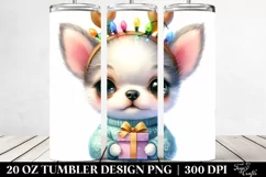 Expressive Chihuahua with Reindeer Horns, High-Res 20 Oz Product Image 2