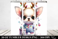 Expressive Chihuahua with Reindeer Horns, High-Res 20 Oz Product Image 2