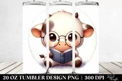 Cute Baby Cow Reading | 20 oz Tumbler Product Image 2