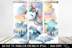 Watercolor Cute Unicorn From Airy Mountaintop | 20 Oz Product Image 2